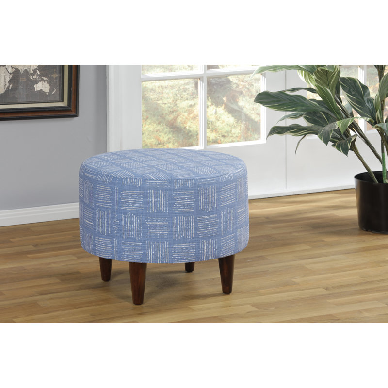 Repose-pieds standard rond 22 po Meila, 100% coton froid / blanc / bleu
