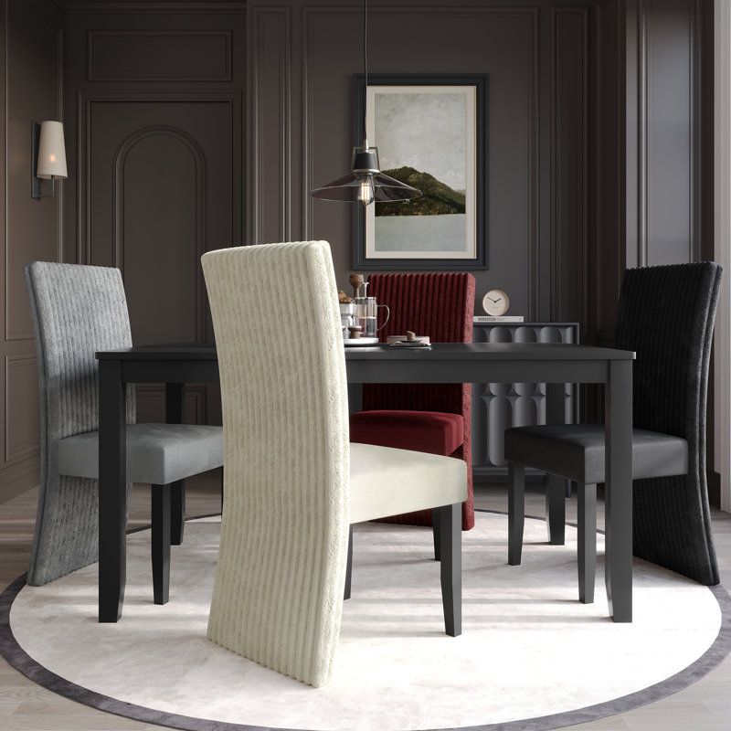Ensemble de salle à manger 5 pièces Nadjah Corduroy avec 4 chaises en velours côtelé et table rectangulaire de 59 po