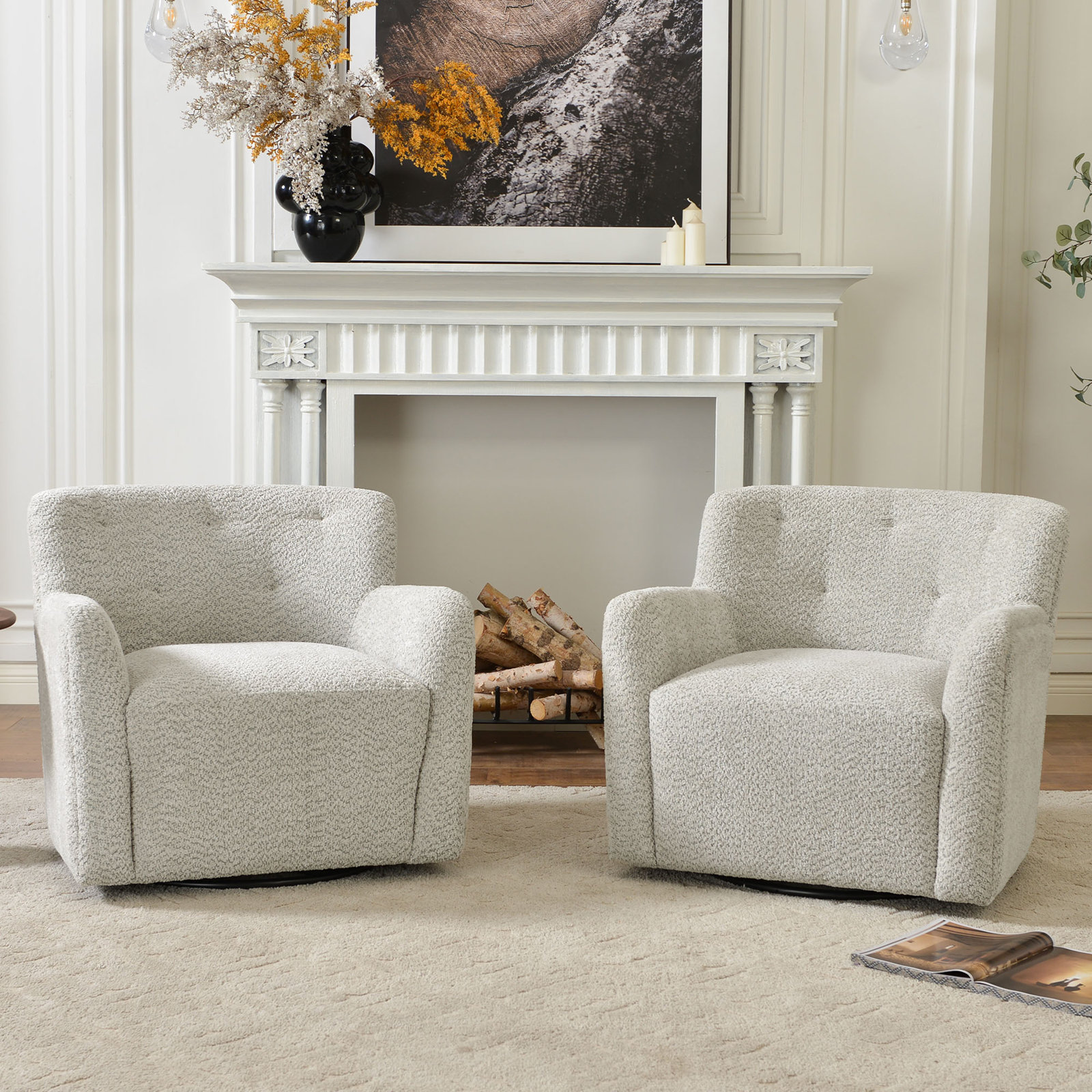 Fae Chenille Swivel Accent Chair, Moss Gray Textured Chenille