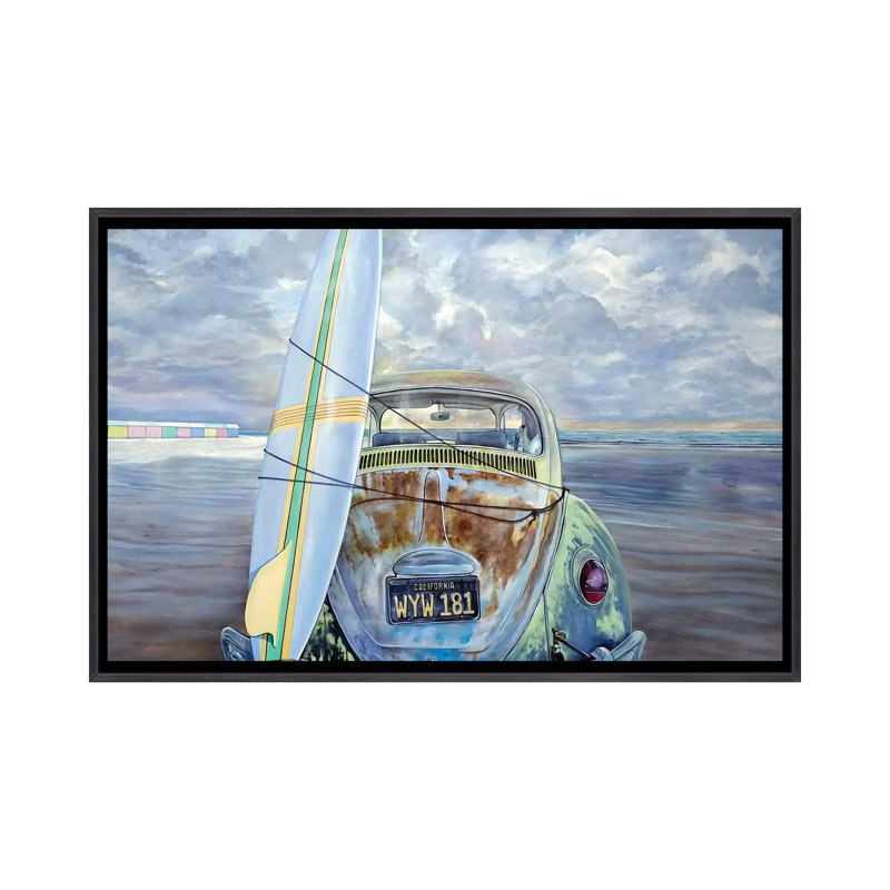 « Surf » par Marcello Petisci-impression, Pas de tapis, H 26 po x l 40 po x 1,5 po, Toile avec cadre noir patiné