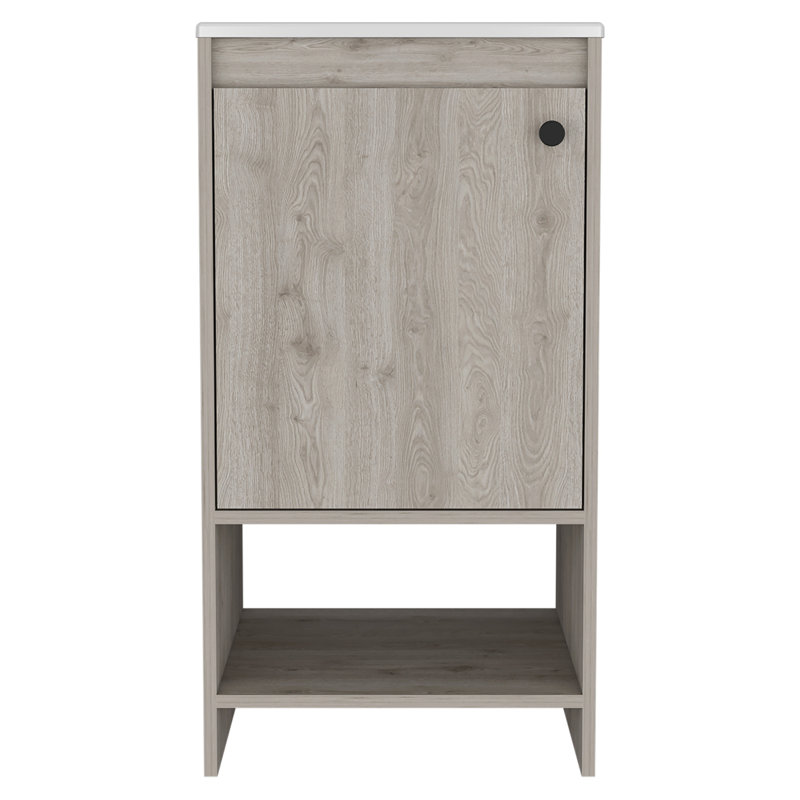 Armoire de meuble-lavabo autoportante à 1 tablette, Gris