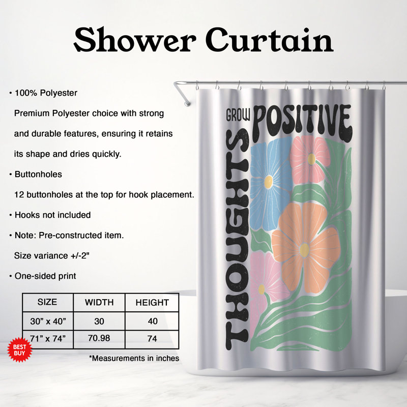 Hambree Floral Shower Curtain, H 74 po x l 71 po
