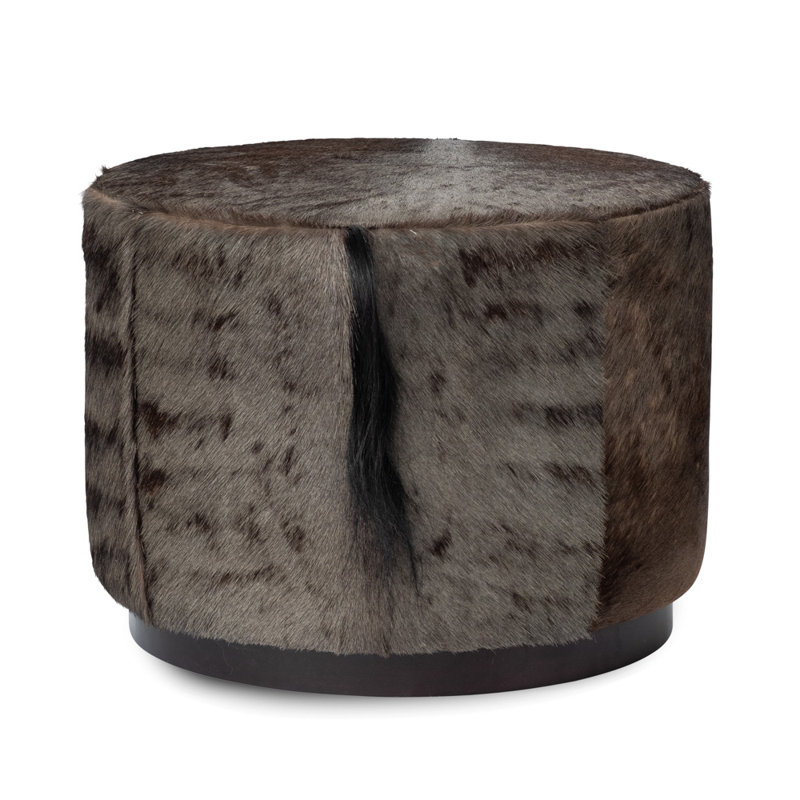 Wildebeest Hide Round Ottoman