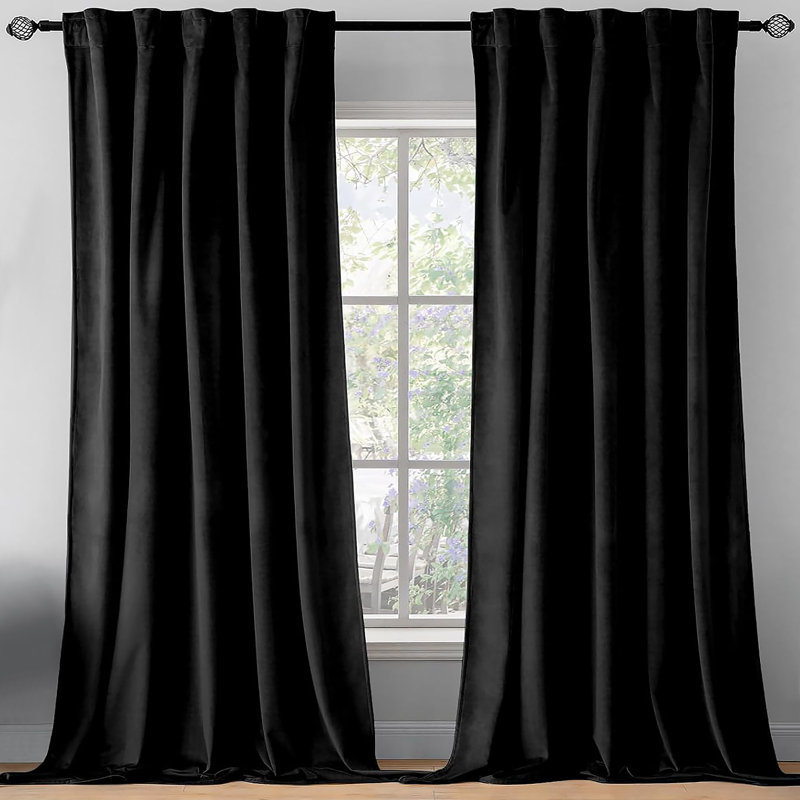 Ensemble de rideau obscurcissant 96 po, Noir