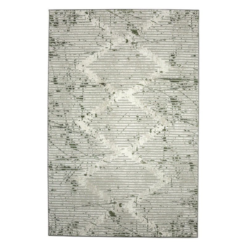 Tapis vert Davide - motif transitionnel moderne, texture douce, Rectangle 5 pi 3 po x 7 pi 3 po