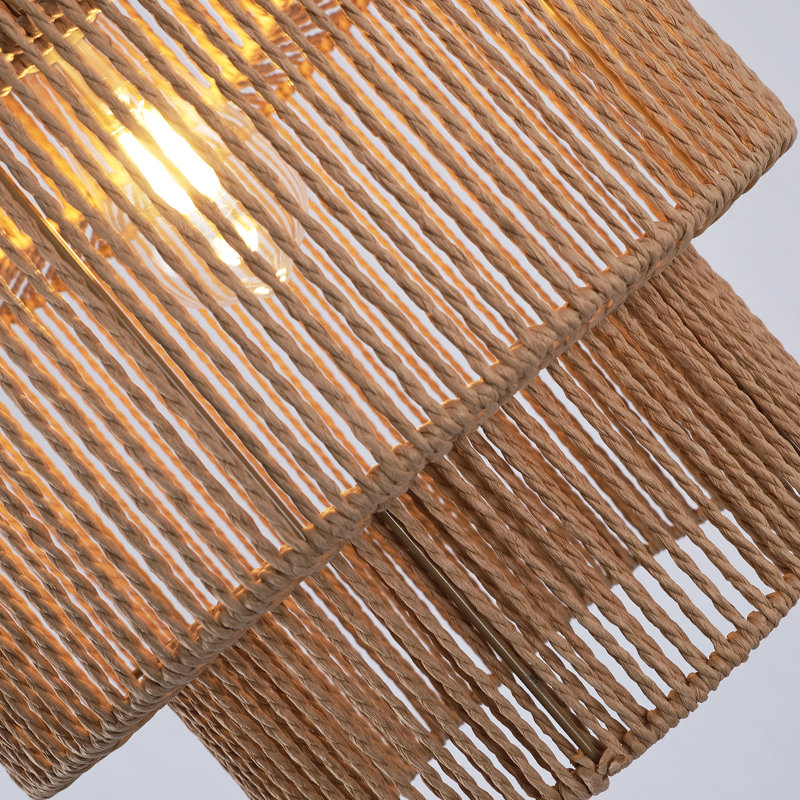 Highwoods 1 - Light Farmhouse Bohemian Woven Raffia Pendant