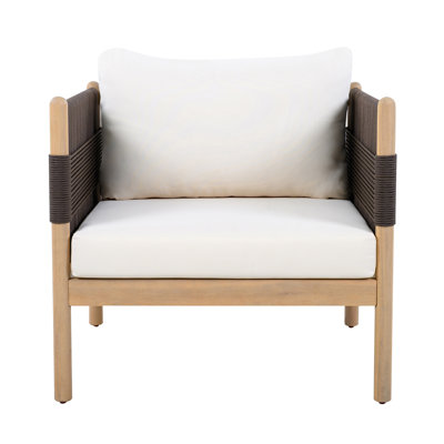 Chaises longues de patio modernes, en bois d'acacia tressé pour l'extérieur de la maison