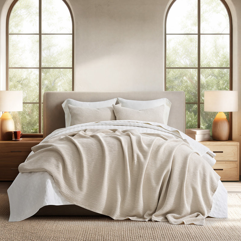 Ensemble de couvre-lit 100% coton Evergrace, Couvre-lit grand et 2 taies standard, Bouleau