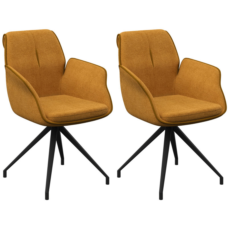 Armonia Fabric Swivel Dining ArmChair, Mustard