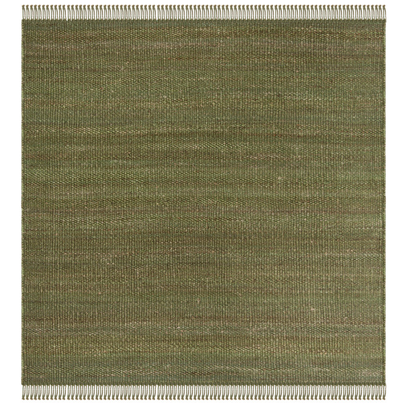 Fitzwater Handwoven Natural Jute Striped Area Rug, Carré 4 pi