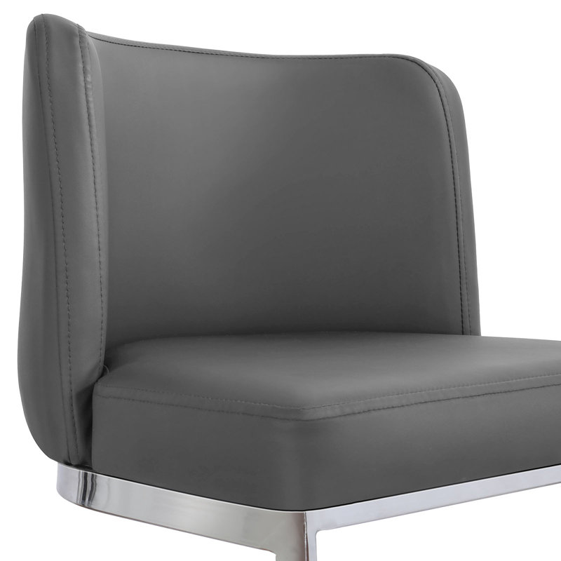Bittencourt 26'' Upholstered Counter Stool, Faux Leather-Gray, 1