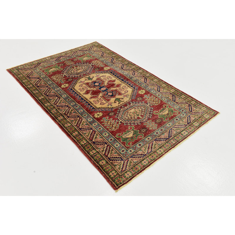 Tapis en laine rouge 3 pi 4 po x 5 pi one-of-kind main-noué la new age Alayna