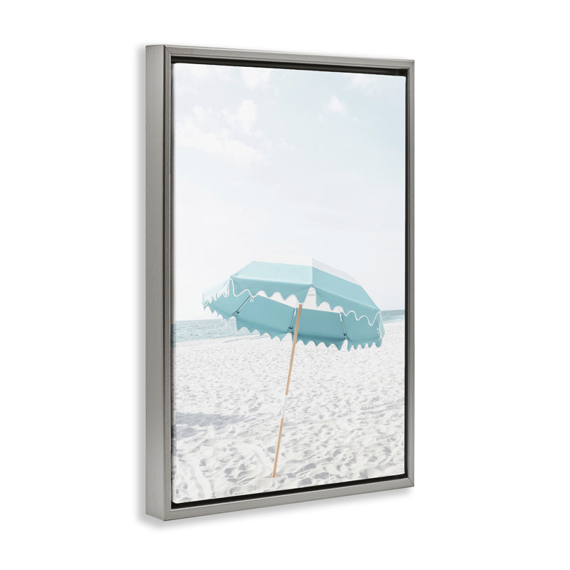 Toile flottante encadrée «Lone Blue Beach» par Elena Chukhlebova, Cadre flottant gris lustré, H 25 po x l 17 po