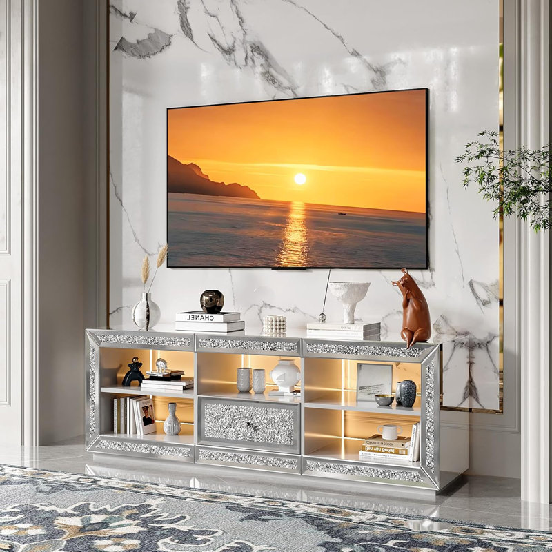 Silver Mirrored TV Stand