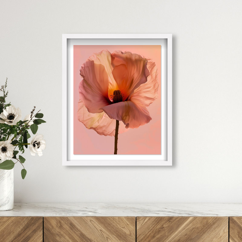 Amber Radiance I Shadowbox Floral & Botanical Print by Oliver Gal, Black Frame, 16 x 20, 17.5"H x 21.5"W, White Shadowbox