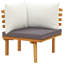 Chaise d'angle d'extérieur Roma, tissu blanc, bois d'acacia massif Roma