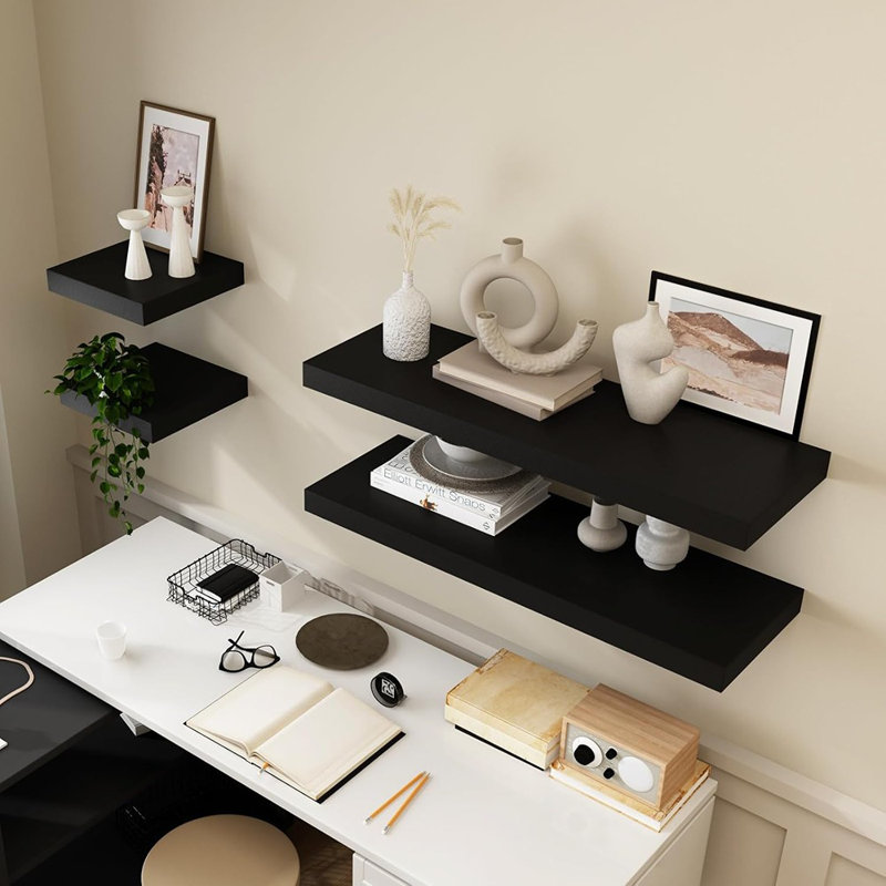 Tablettes murales flottantes noires Mission Black