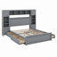Lit en bois avec armoire, tablette et prises tout-en-un-524850448