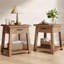 Table d'appoint avec tiroir, table de bout en bois à 2 niveaux avec tablette de rangement-1890196942