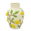 9X9X12.5" White Ceramic Vase With Vibrant Yellow Lemon Accents