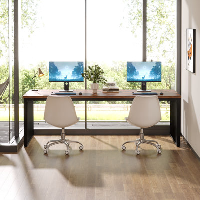 78.74" W Rectangle Computer Desk with Metal Legs