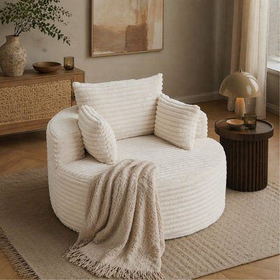 Canapé-lit simple en éponge en velours côtelé de 50 po de L, aucun assemblage requis, fauteuil-lit moderne moelleux pour le salon, la chambre à coucher, le salon et la salle de projection (pas une chaise pivotante.