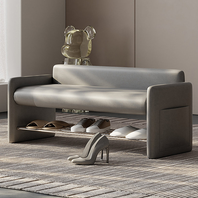 7 Pair Shoe Storage Bench, Gray