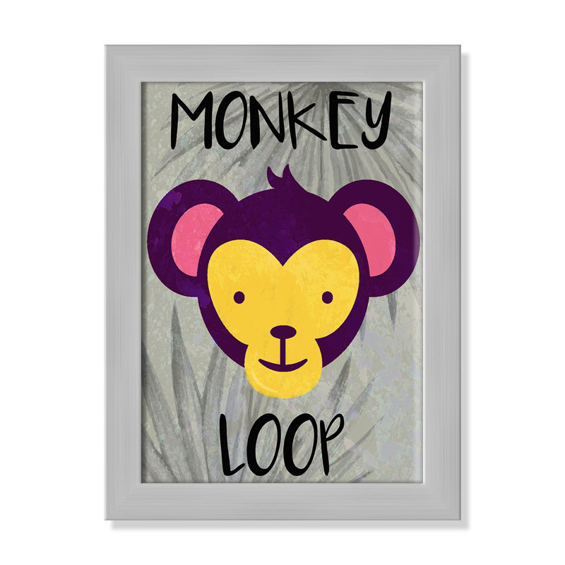 «Monkey Loop», impression sur papier, H 14 po x l 10 po x P 0,6 po, Encadré plat argent