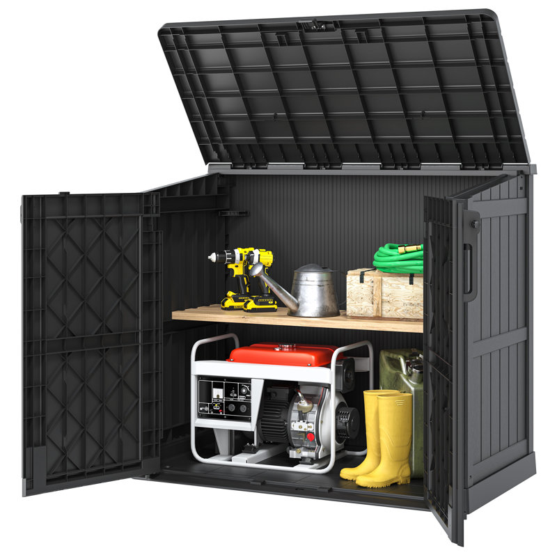 51.1''W Outdoor Resin Horizontal Storage Shed-280 Gallon, Black