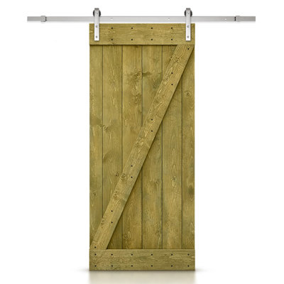 84'' Solid Wood Paneled Painted without Installation Hardware Kit Barn Door