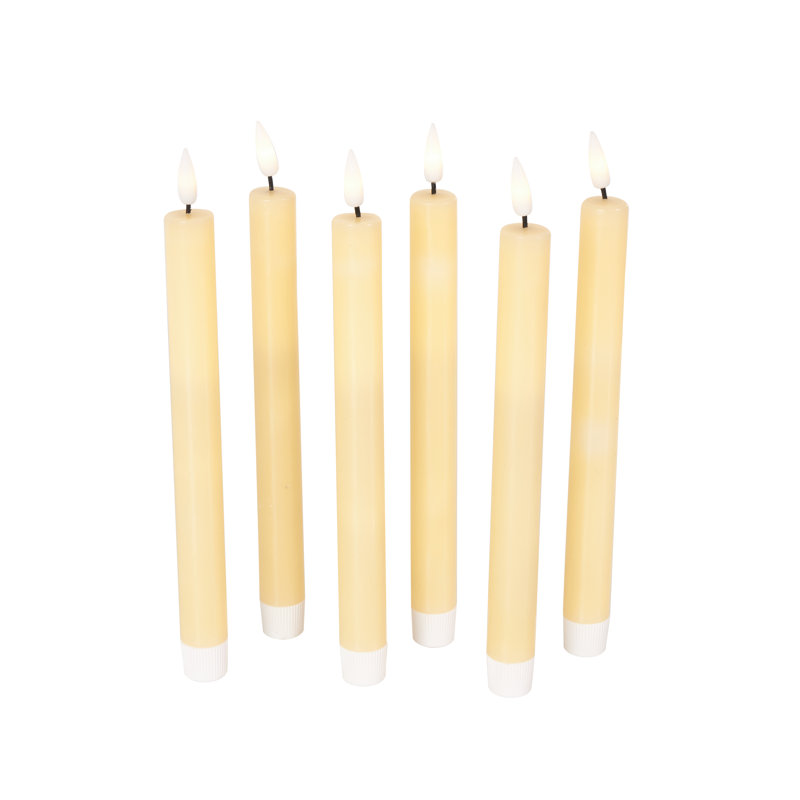 Bougies colonne sans flamme pour l'intérieur et l'extérieur avec télécommande (ensemble de 6), Jaune