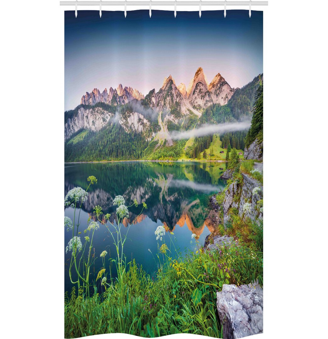 Schmaler Duschvorhang, Österreichische Alpen Berg, Natur, Grün blau