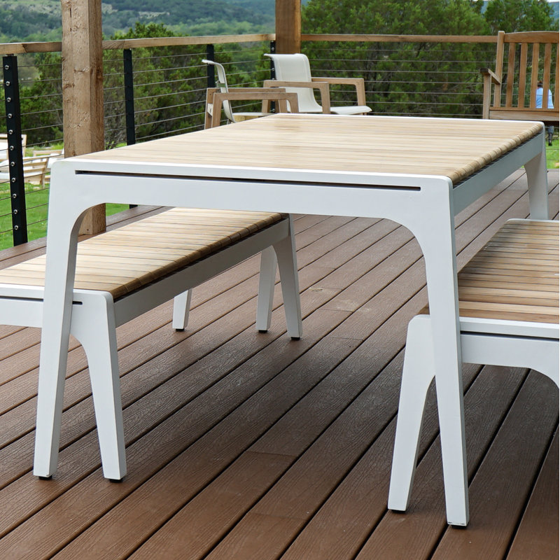 Aniki Rectangular Teak Solid Wood Outdoor Dining Table , 62 " W 35 " D