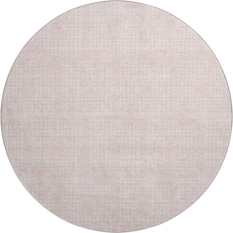 Premium Machine Washable Prisco Pink Rug, Round 8'