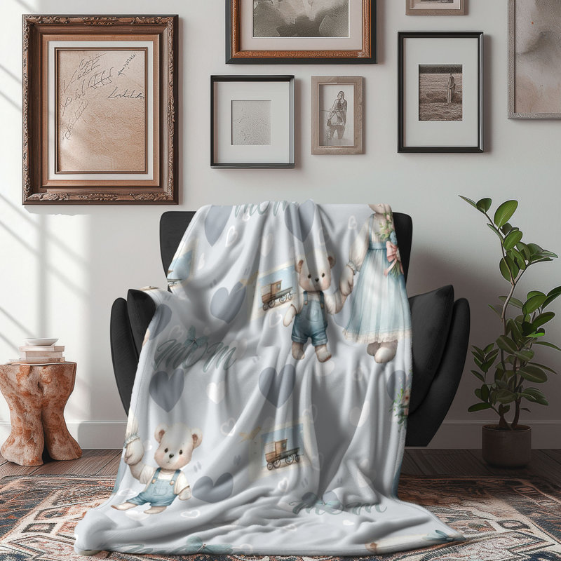 Maman Teddy - couverture de qualité supérieure 1 pièce, L 50 po x L 60 po