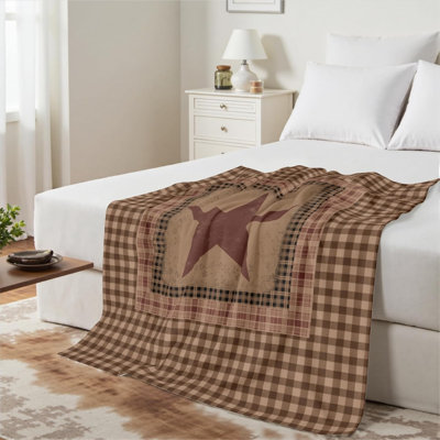 Jeté rustique Texas Star - jeté de style flanelle de style campagnard à carreaux brun rouge classique rétro Western 50 x 40