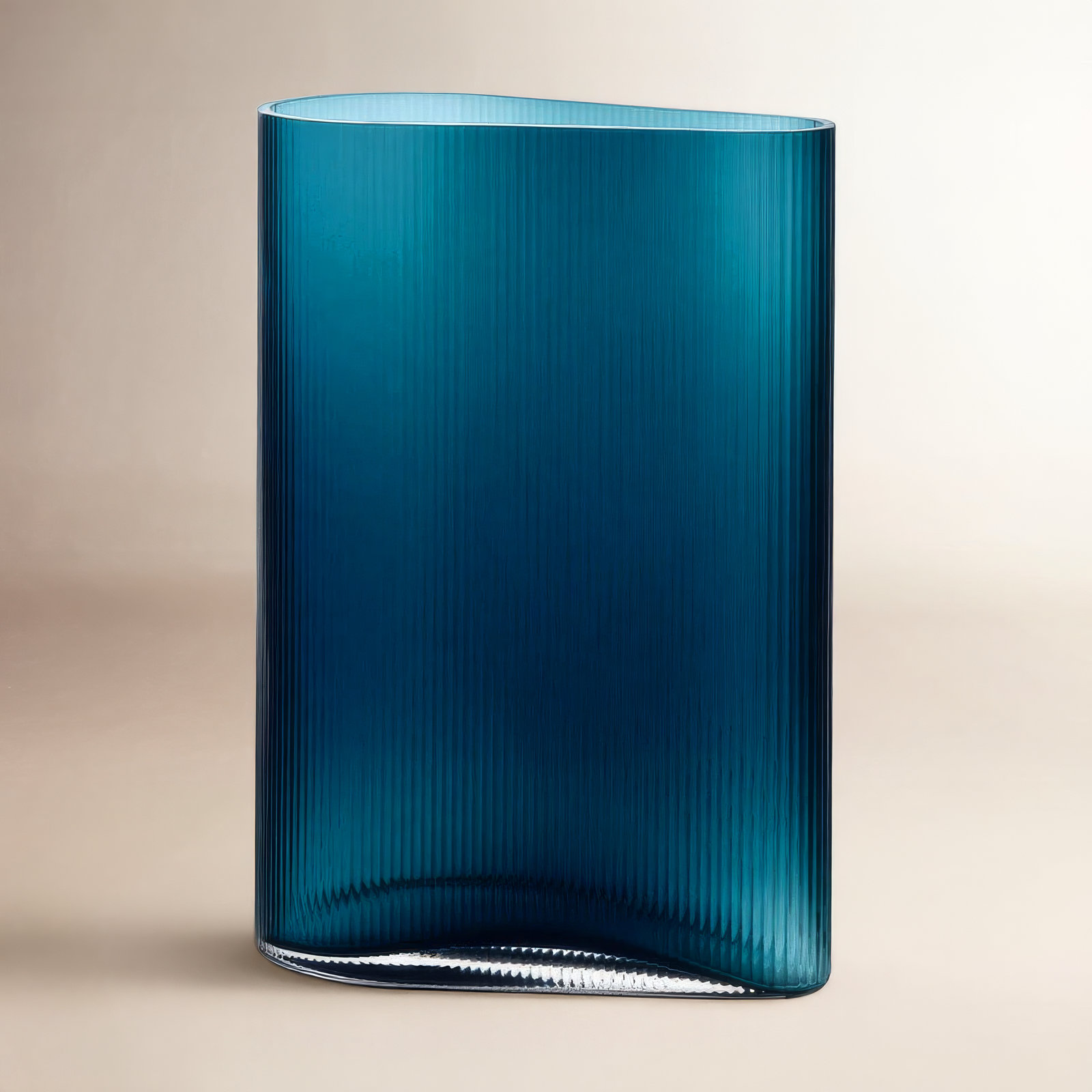 Mist Crystal Table Vase, Petroleum Green, 11.41" H x 8.07" W x 4.33" D