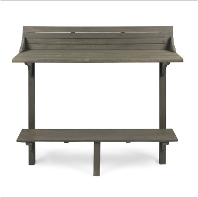 Outdoor Acacia Wood Balcony Bar Table, Gray Finish