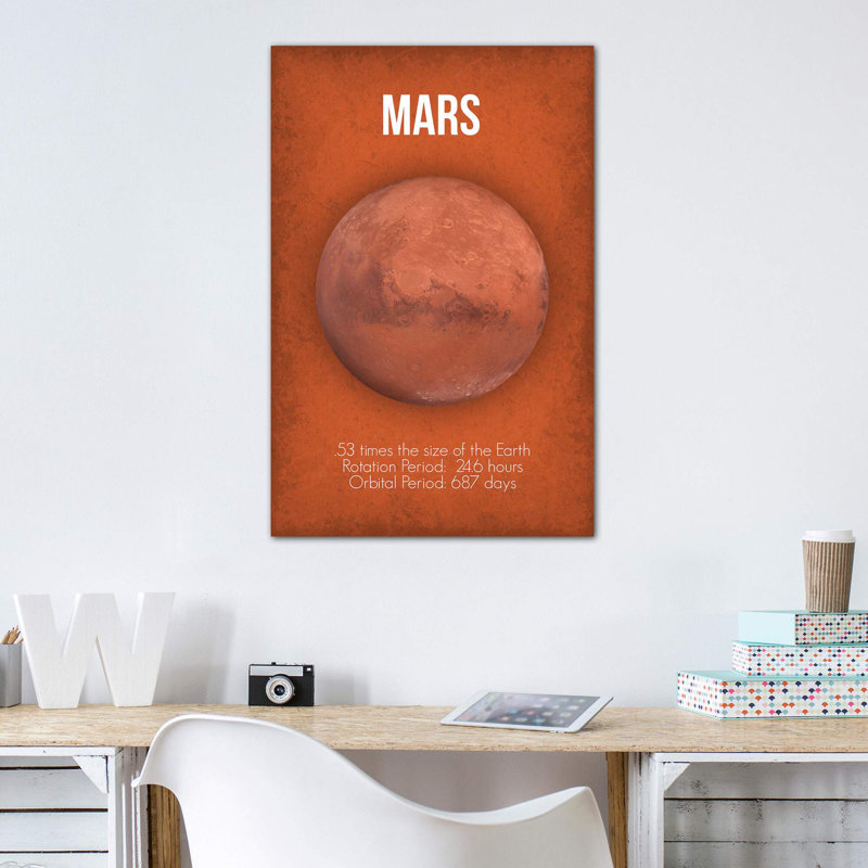 Décoration murale Mars pour enfants, Toile tendue, H 40 po x l 26 po x P 1,5 po
