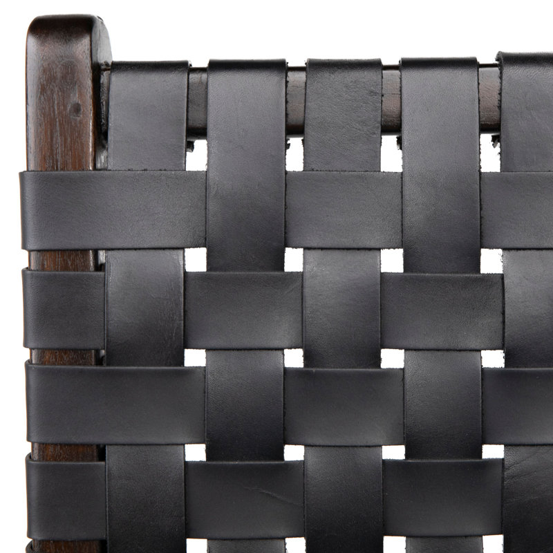 24" Counter Stool, Black Leather/ Dark Brown Frame 