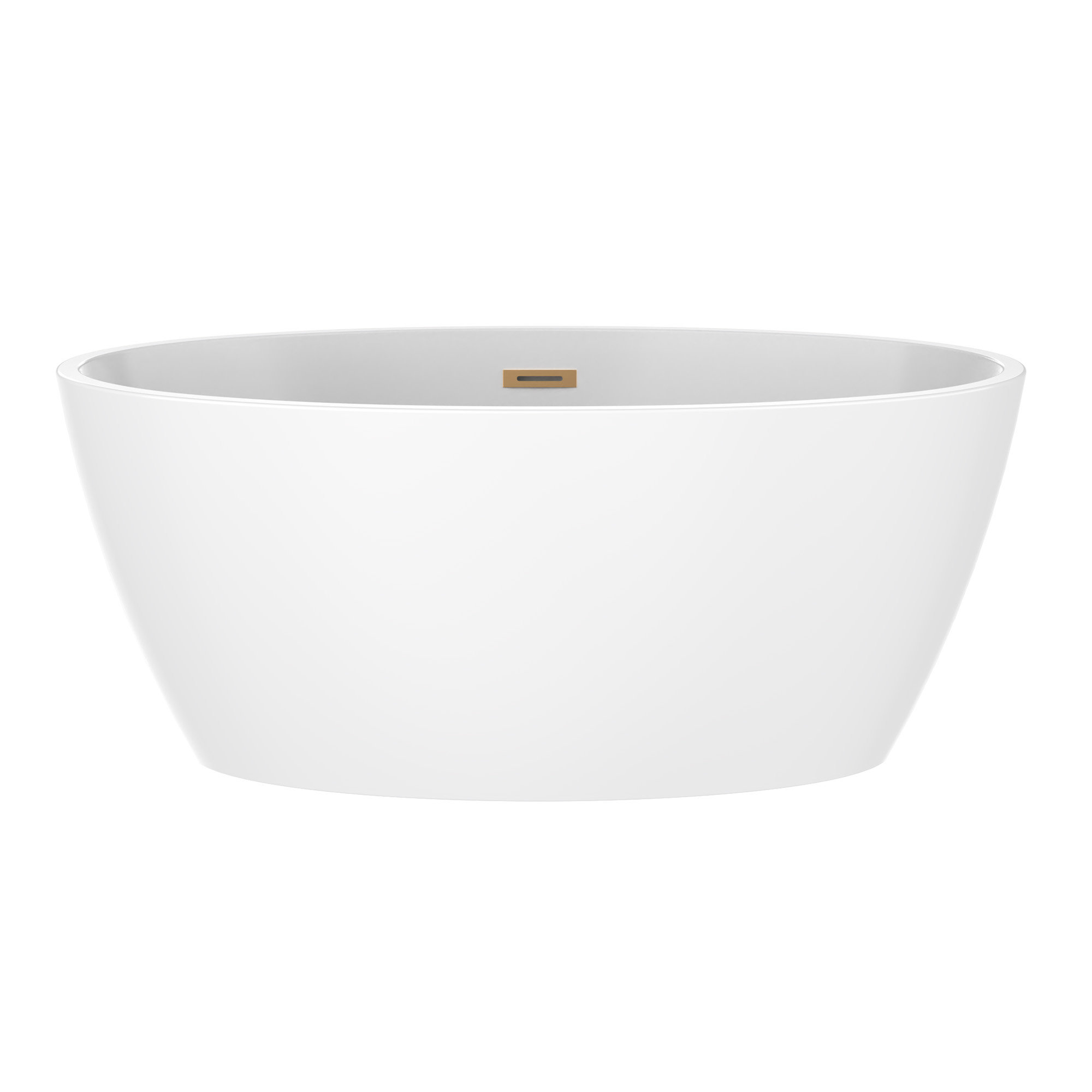 Freestanding Soaking Acrylic Bathtub, White/Titanium Gold, 22.8" H x 31.9" W x 55.1" L