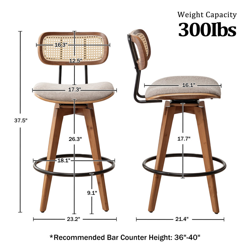 Sirine Swivel Linen Bar & Counter Stool, Brown
