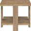Table basse et de bout carrée deux pièces, finition manguier, bois d'ingénierie, table de rangement ouverte de style rustique, bois franc d'aspect, pieds larges pour le soutien