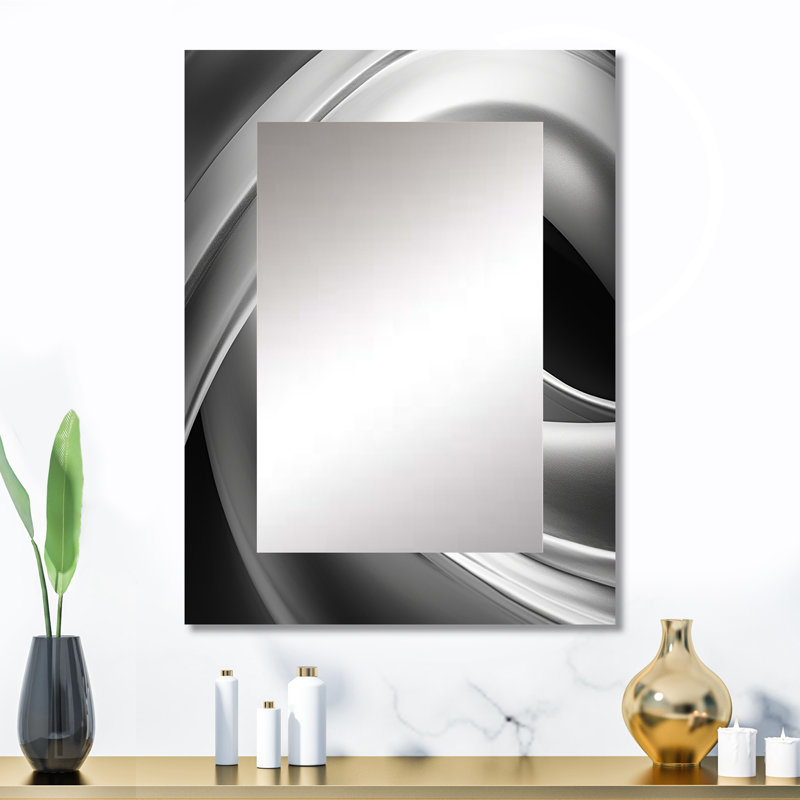 Silver Speed fractal wave II - Modern Wall Mirror, 32 po x 24 po