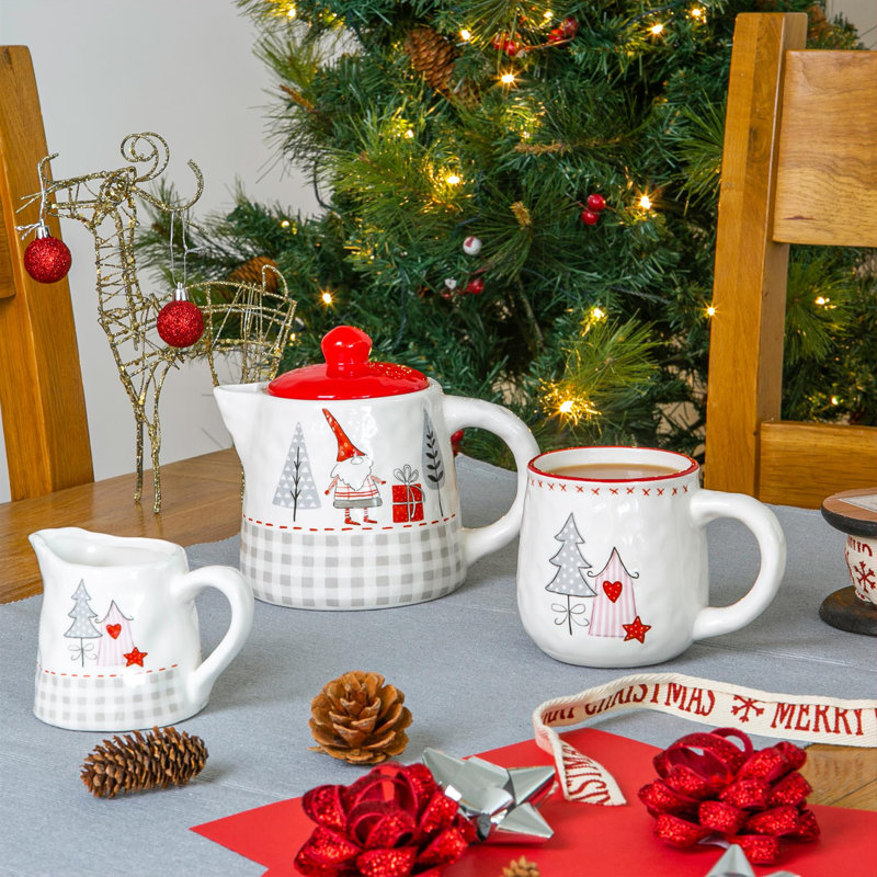 Nicola Spring - Patchwork Christmas Coffee Mugs - 475ml - White, 8