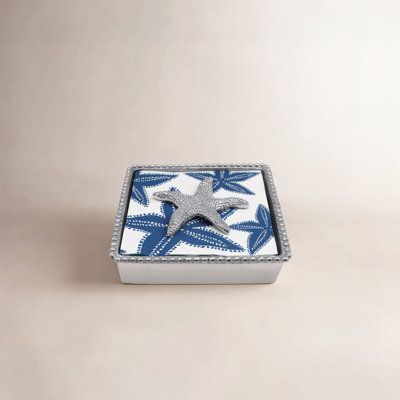 Mariposa Starfish Beaded Napkin Box Set