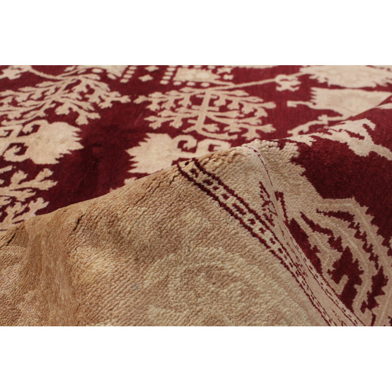 Tapis de zone en laine noué la/pêche 6 pi 3 po x 9 pi 5 po one-of-kind-the main Kalyssa