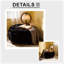 Pouf de rangement rond capitonné en bouclette noire avec compartiment de rangement, siège capitonné et plateau en MDF imperméable intégré au couvercle