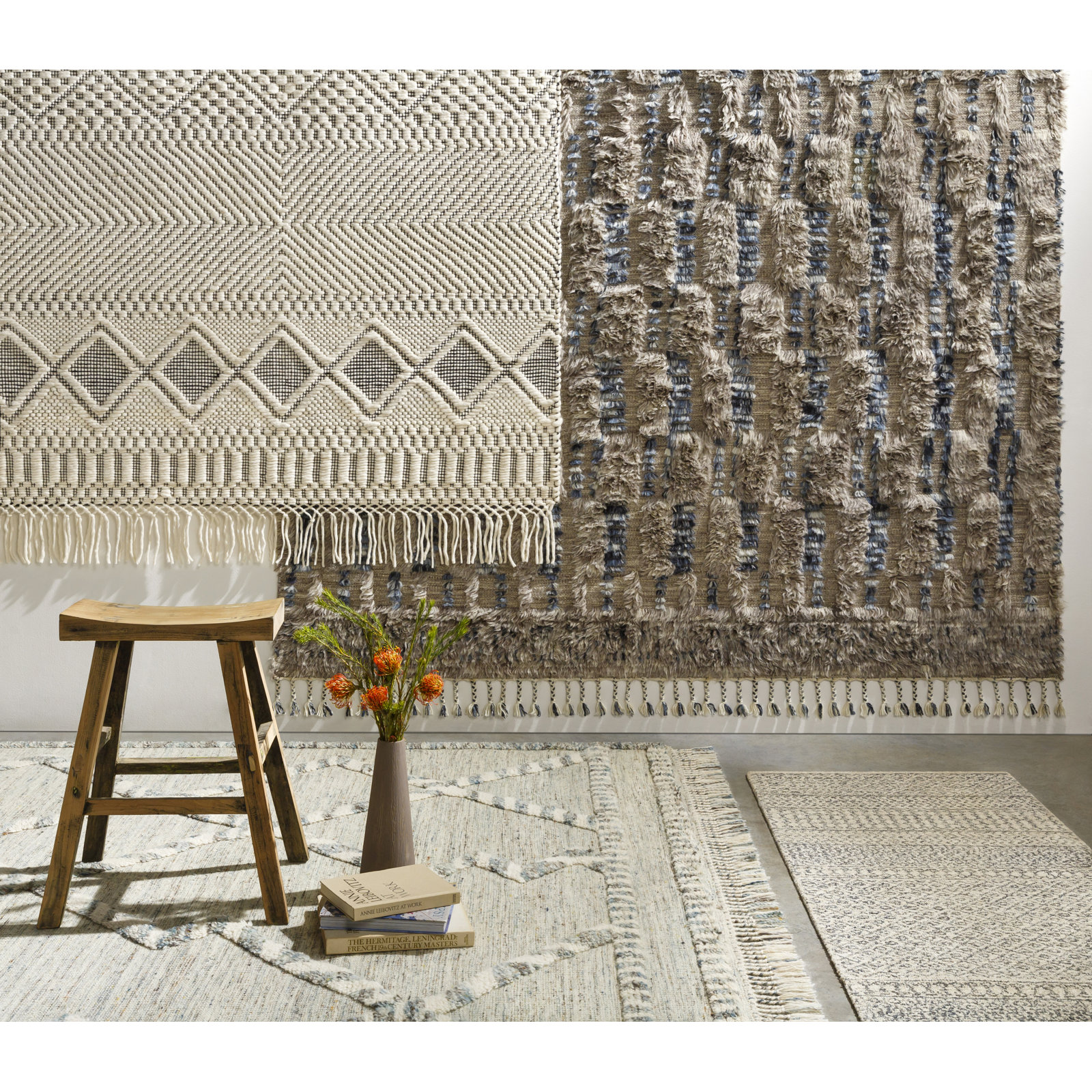 Leanna Hand-Knotted Ivory Moroccan Rug, Rectangle 8'10" x 12'