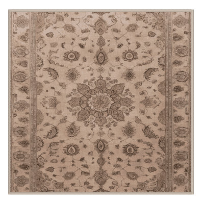Tapis beige Tabriz lavable à la machine